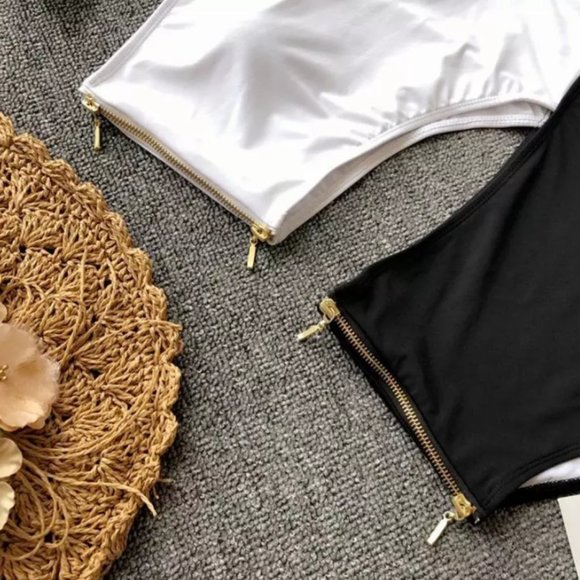 Sexy One-Piece Swimsuit One Shoulder Zipper Suit - Picture 6 of 8